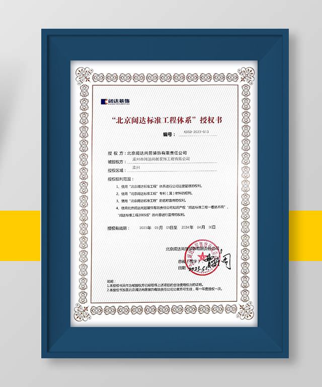 闊達授權(quán)證書