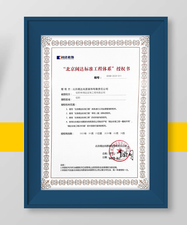 闊達授權(quán)證書